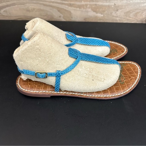 Sam Edelman BlueThong Sandals Flats 8 Gigi T-Strap Turquoise Sling Back Summer - Picture 4 of 9